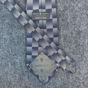ROBERT TALBOTT Nordstrom Men's Silk Necktie USA Designer Navy/Gray Checkered EUC